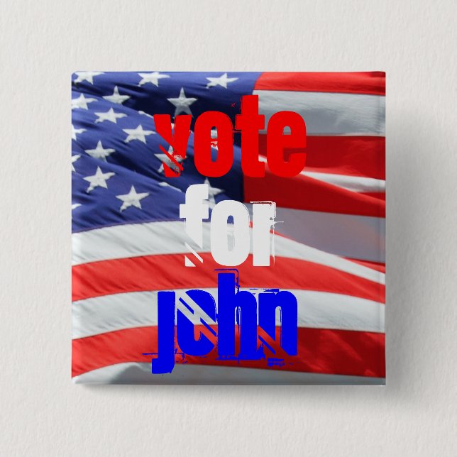 Vote for John Kasich, Presidential Elections 2 Inch Square Button (Front)