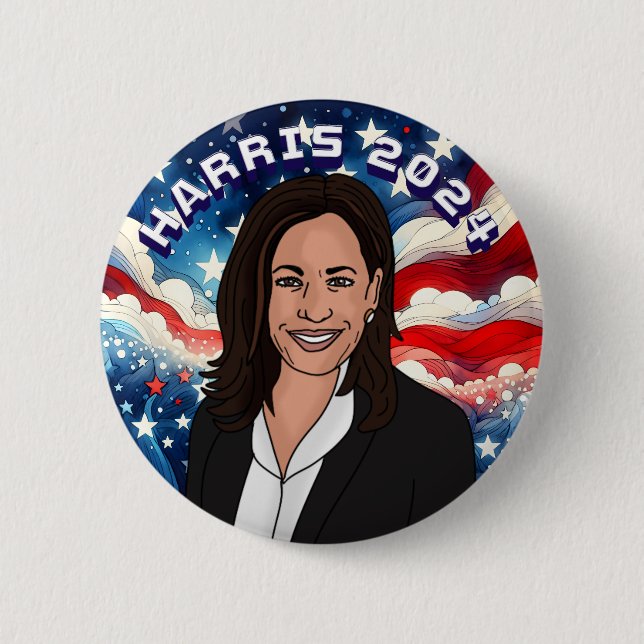 Vote for Kamala Harris 2024 2 Inch Round Button (Front)