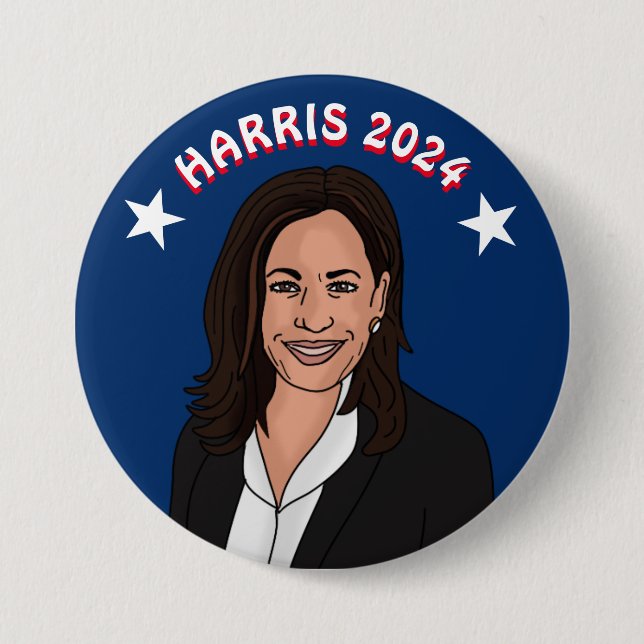 Vote for Kamala Harris 2024 3 Inch Round Button (Front)