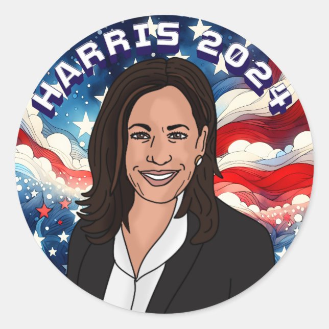 Vote for Kamala Harris 2024 Classic Round Sticker (Front)