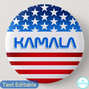 Vote for Kamala Harris USA Flag Modern Typography 2 Inch Round Button