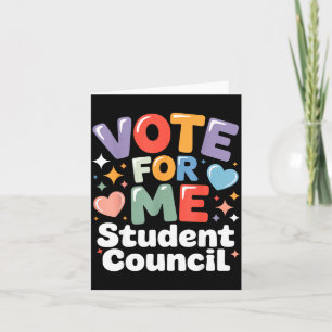 Vote For Me Student Council Vibes School Election Card