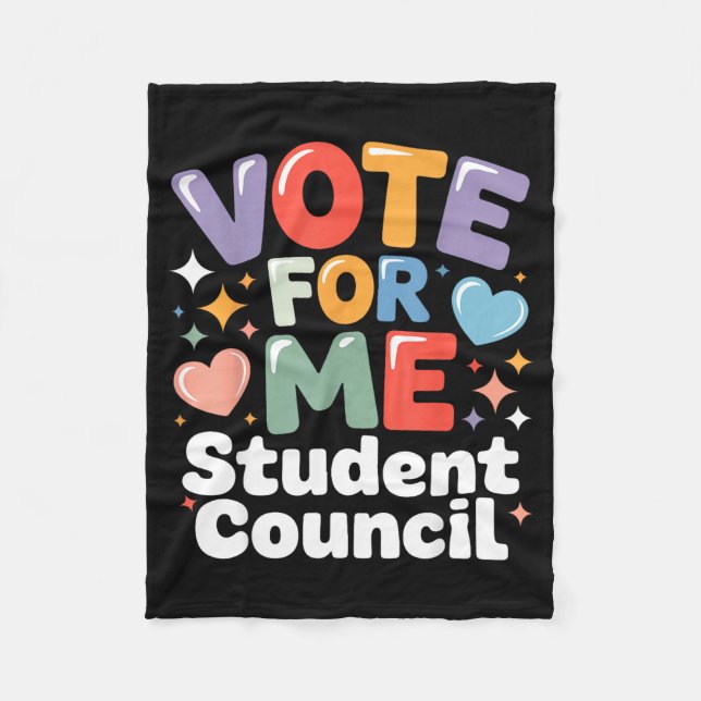 Vote For Me Student Council Vibes School Election  Fleece Blanket (Front)
