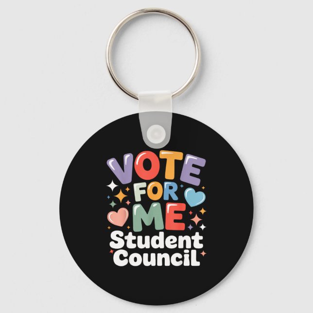 Vote For Me Student Council Vibes School Election  Keychain (Front)