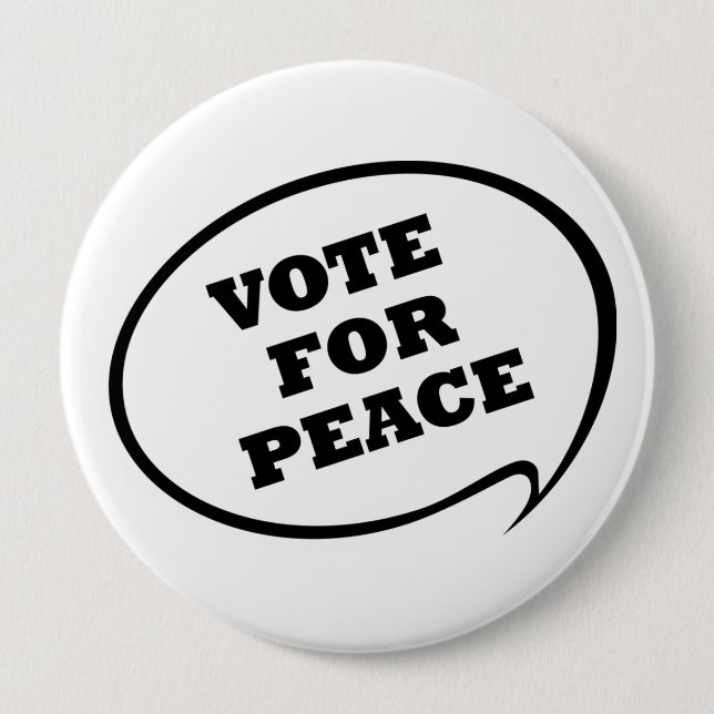 Vote For Peace White Button (Front)
