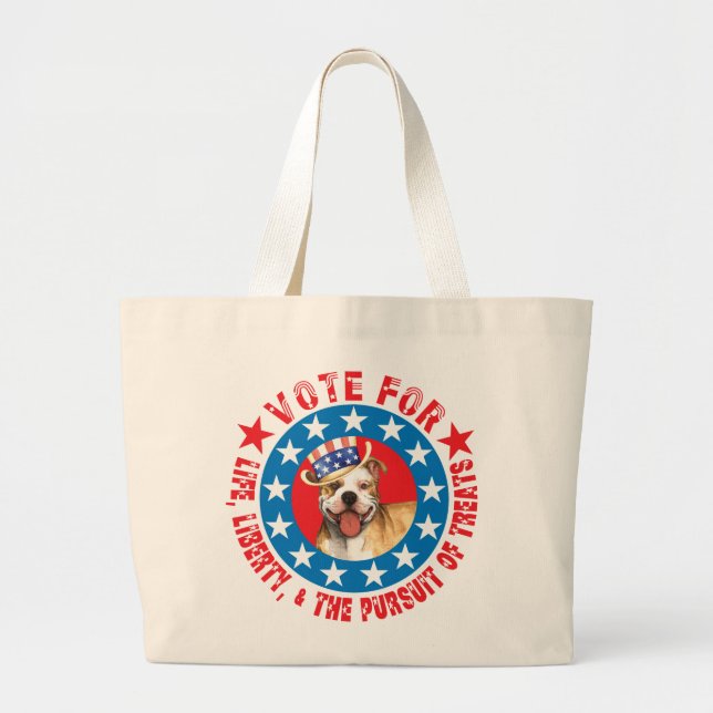 Vote for Pit Bull Large Tote Bag (Front)