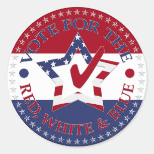 Vote For The Red, White and Blue Check Mark Classic Round Sticker