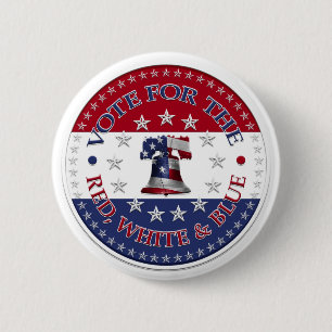 Vote for the Red, White Blue Liberty Bell 13 & 50 2 Inch Round Button