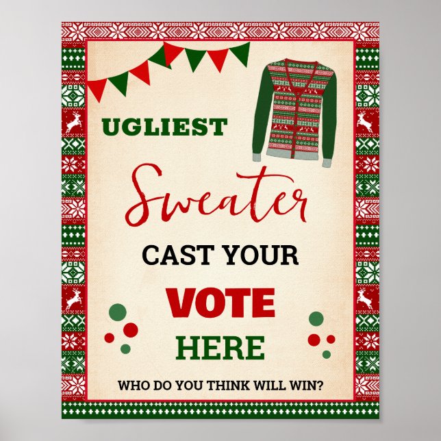 Vote for Ugliest Christmas Sweater Sign (Front)