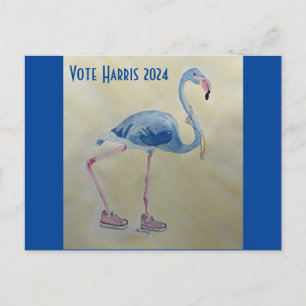 Vote Harris 2024 Blue FLAmingo w/ Pearls Postcard