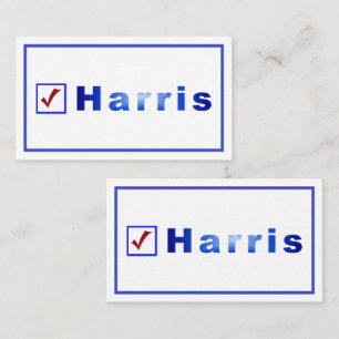 Vote Harris, Red Check, Blue Square Box Bus. Cards