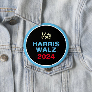 Vote HARRIS WALZ 2024 Campaign 4 Inch Round Button