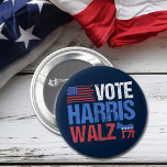Vote Harris Walz Democrat Donkey American Flag 2 Inch Round Button<br><div class="desc">Vote Harris Walz button with the American flag and democrat donkey in red,  white,  and blue. Kamala Harris and Tim Walz for president and vice president as the democratic party candidates in this cool,  patriotic design for the 2024 election.</div>