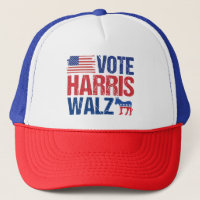 Vote Harris Walz Democrat Donkey American Flag