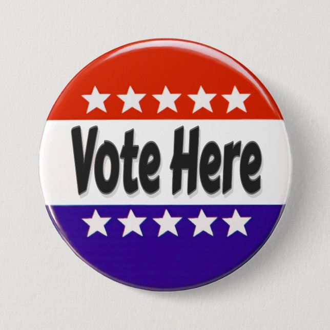Vote Here 3 Inch Round Button (Front)