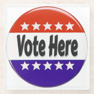 Vote Here Glass Coaster