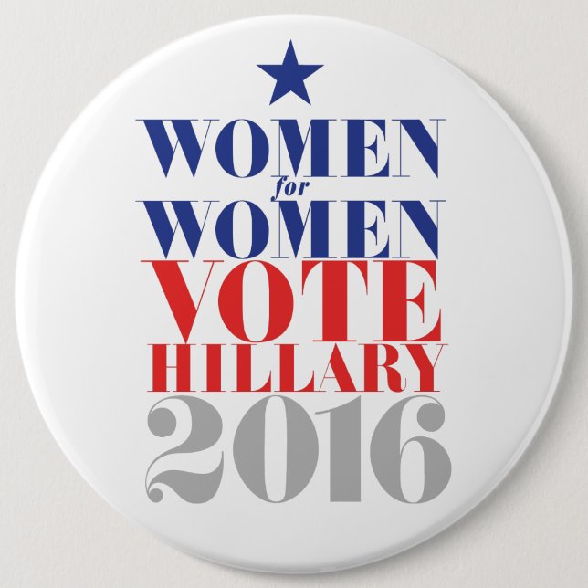 VOTE HILLARY 2016 6 INCH ROUND BUTTON (Front)