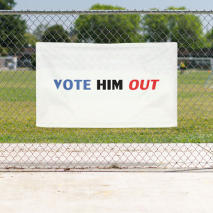 Vote Him Out red white and blue modern typography Banner
