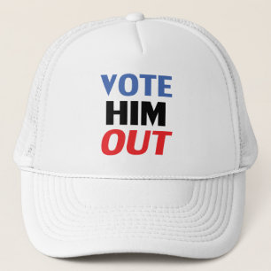 Vote Him Out red white and blue modern typography Trucker Hat