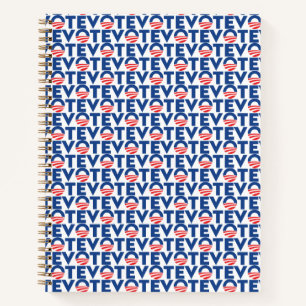 Vote hope red white and blue typography pattern notebook