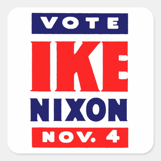 Vote Ike, Nixon in 1952 Square Sticker (Front)