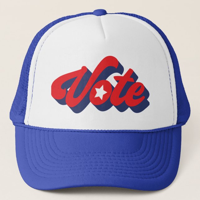 Vote In Blue Red Bold Letters Trucker Hat (Front)