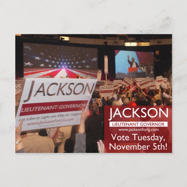 Vote Jackson for Lt. Governor Postcard (Front)
