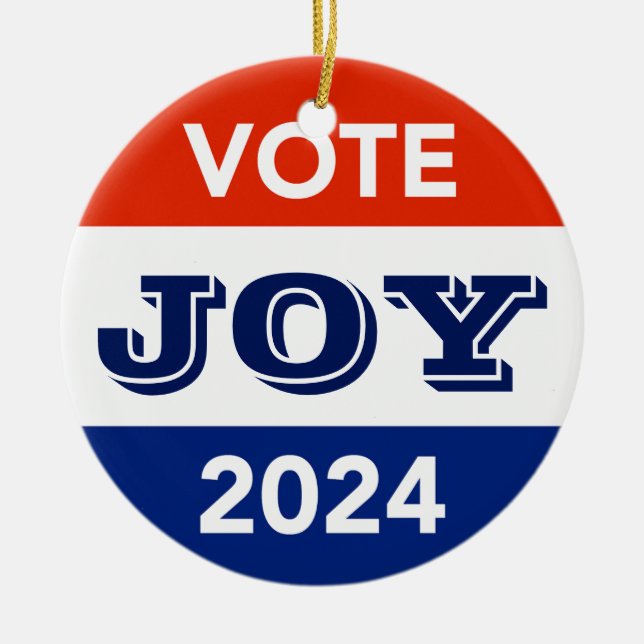 Vote Joy 2024 Harris Walz Ceramic Ornament (Front)