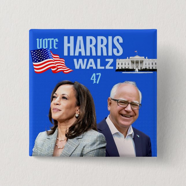 Vote-Kamala-Harris and Tim-Walz-2024_ 2 Inch Square Button (Front)