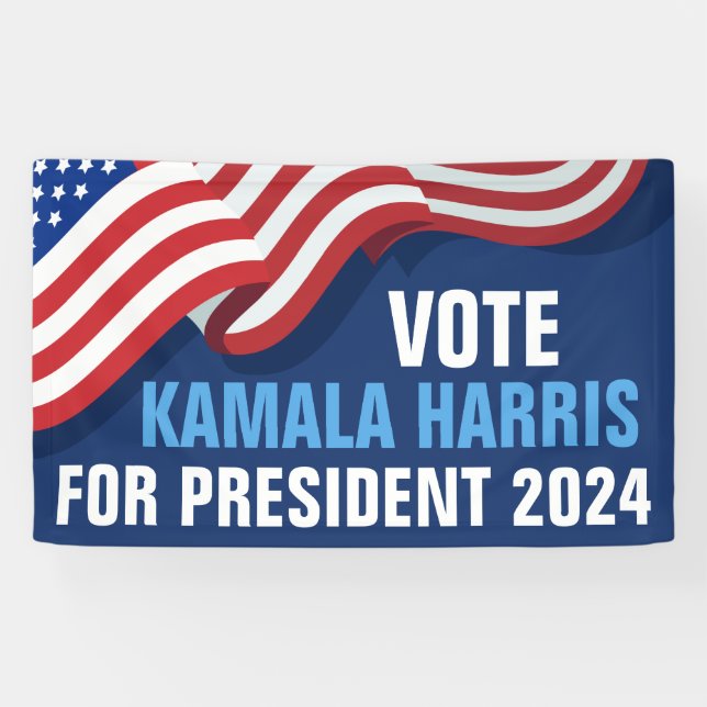 Vote Kamala Harris for President 2024 Blue Banner (Horizontal)