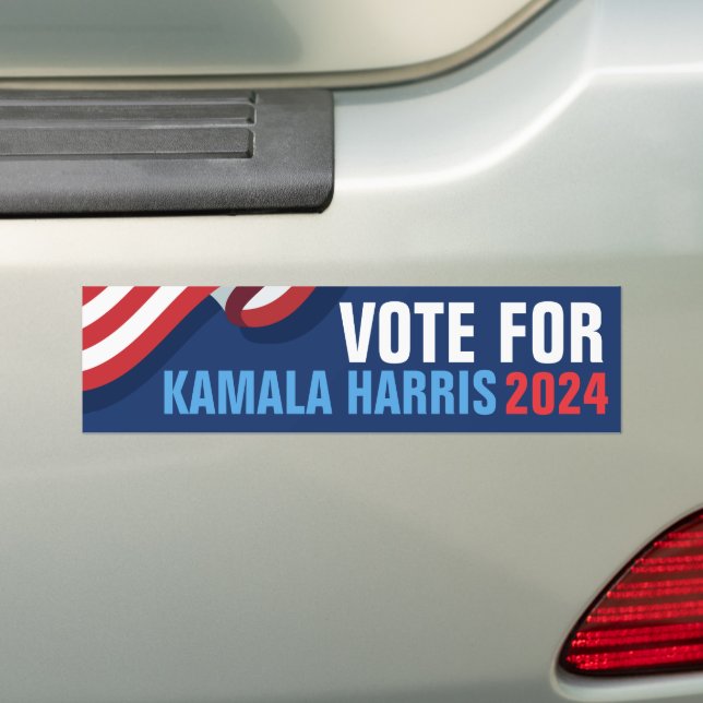 Vote Kamala Harris for President 2024 Blue Bumper Sticker (On Car)