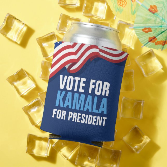 Vote Kamala Harris for President Blue Election Can Cooler (In Situ Summer)