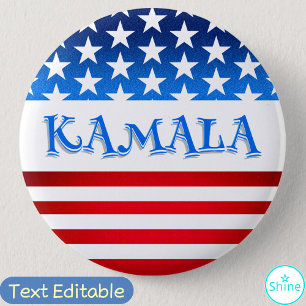Vote Kamala Harris USA Flag Typography Custom Text 2 Inch Round Button