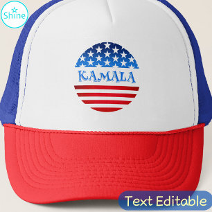 Vote Kamala Harris USA Flag Typography Custom Text Trucker Hat