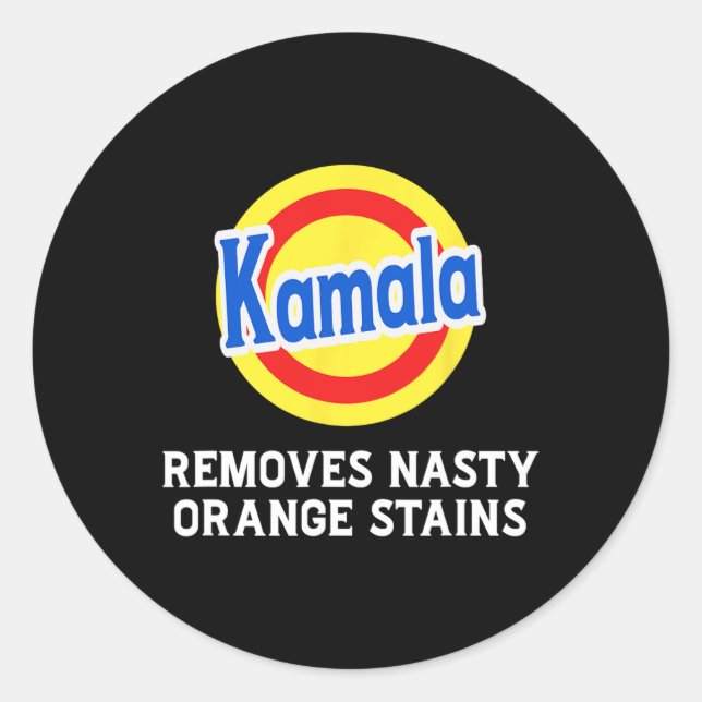 Vote Kamala Removes Nasty Orange Stains Detergent  Classic Round Sticker (Front)