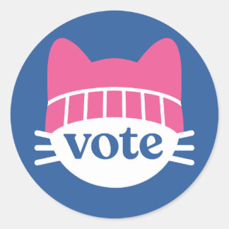 Vote Kitty Blue Classic Round Sticker