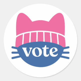 vote kitty classic round sticker