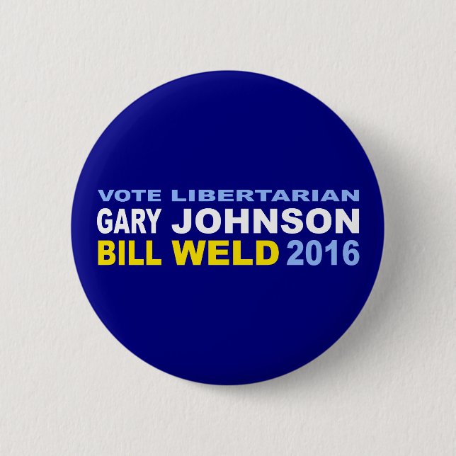 Vote Libertarian Johnson-Weld 2016 2 Inch Round Button (Front)