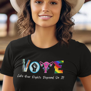 Vote Like Your Rights Depend On It Dk Bkgd T-Shirt