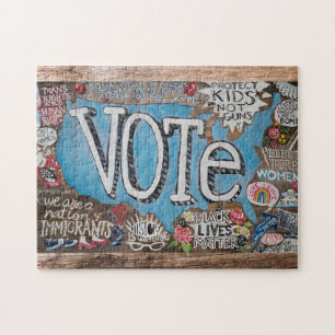 VOTE LOUD puzzle d'une peinture originale sur bois