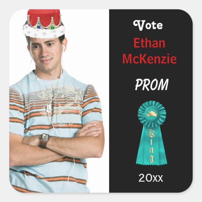 Vote me for Prom King (Aqua) Square Sticker (Front)