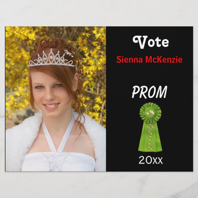 Vote me for Prom Queen (Green) Flyer (Front)