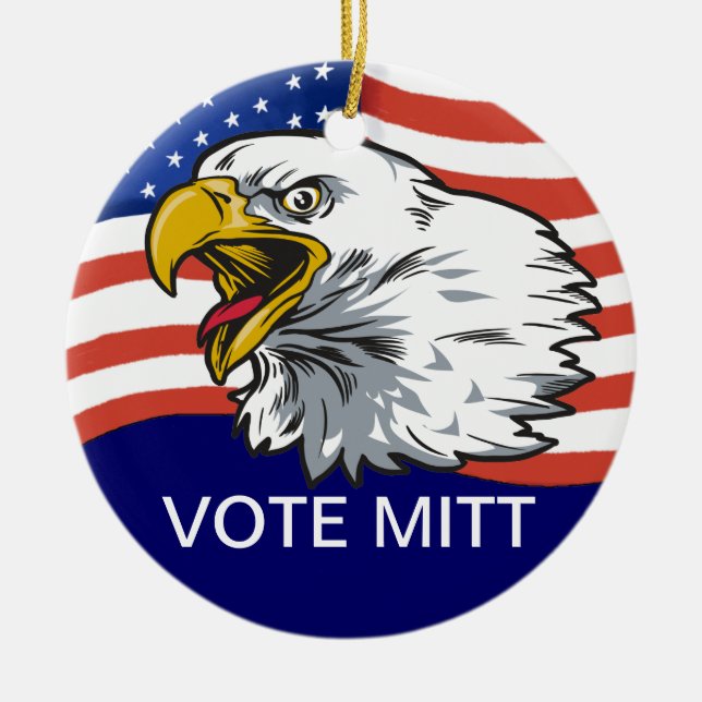 Vote Mitt - Patriotic Eagle Ceramic Ornament (Front)