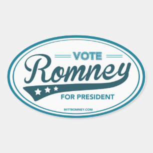 Vote Mitt Romney For President Swoosh (Blue Oval) Oval Sticker