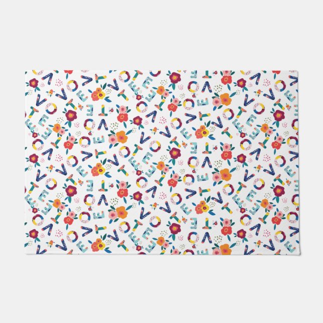 Vote Modern Floral Whimsical Political Home Decor Doormat (Front)