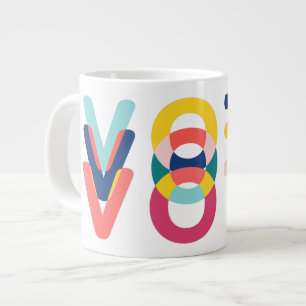 Vote Multicolor Rainbow Modern Yellow Blue Large Coffee Mug