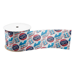 VOTE November Election Day USA Voting Ballot Satin Ribbon