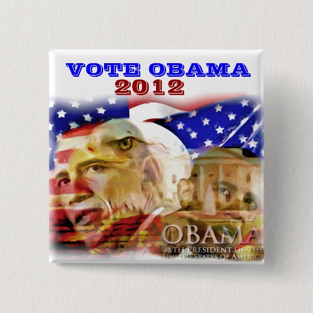 Vote Obama 2012_Button 2 Inch Square Button (Front)