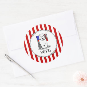 Vote! Old English Sheepdog Grey 1 Cute Political Classic Round Sticker