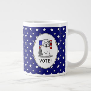 Vote! Old English Sheepdog Grey 1 Cute Political Large Coffee Mug